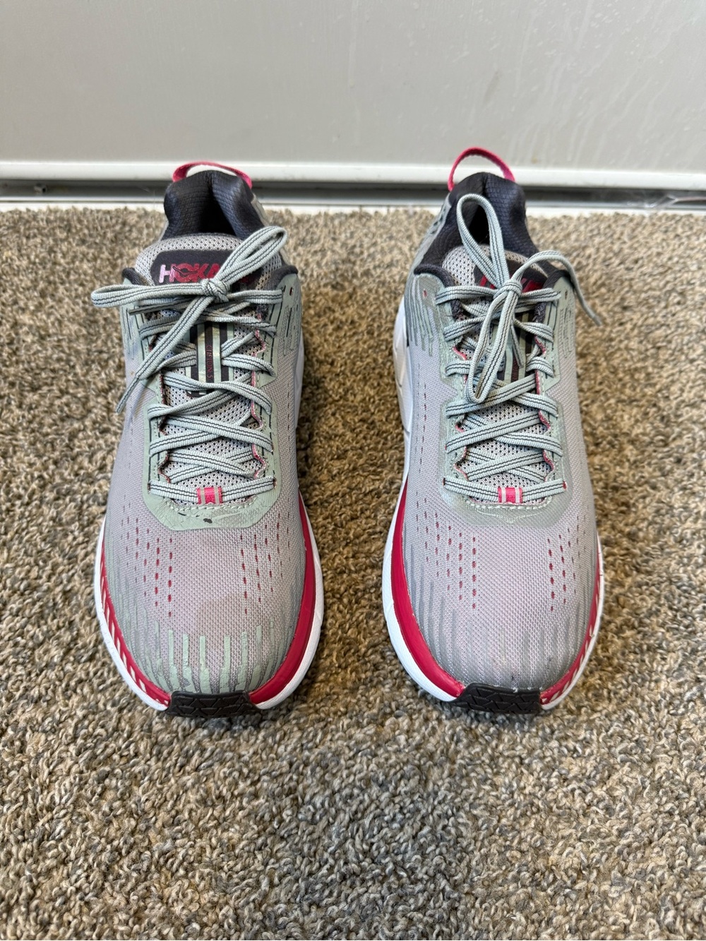 Hoka clifton 5 size 11 Grey and Red Men's Running Shoes - Picture 2 of 8